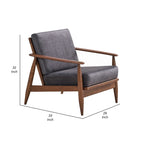 Poltrona Lissa, Morbida Imbottitura Grigio Antracite, Struttura in Legno Marrone