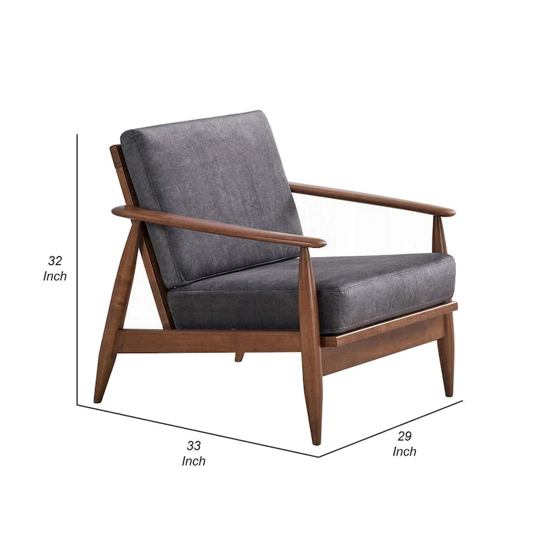 Poltrona Lissa, Morbida Imbottitura Grigio Antracite, Struttura in Legno Marrone