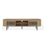 Brandon TV Stand Media Console, Shelf 2 Cabinets, Beige Wood, 71 Inch