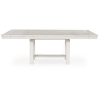 Fleur Dining Table with 2 Extension Leaves, White Wood, 62-86 Inch