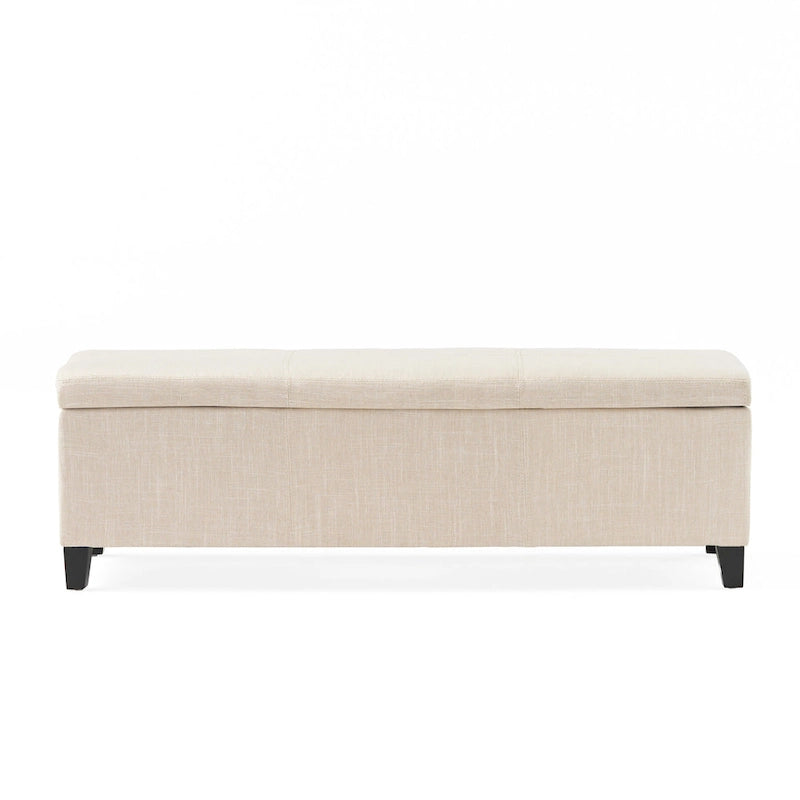 Beige Faux Leather Storage Ottoman Bench - 51"