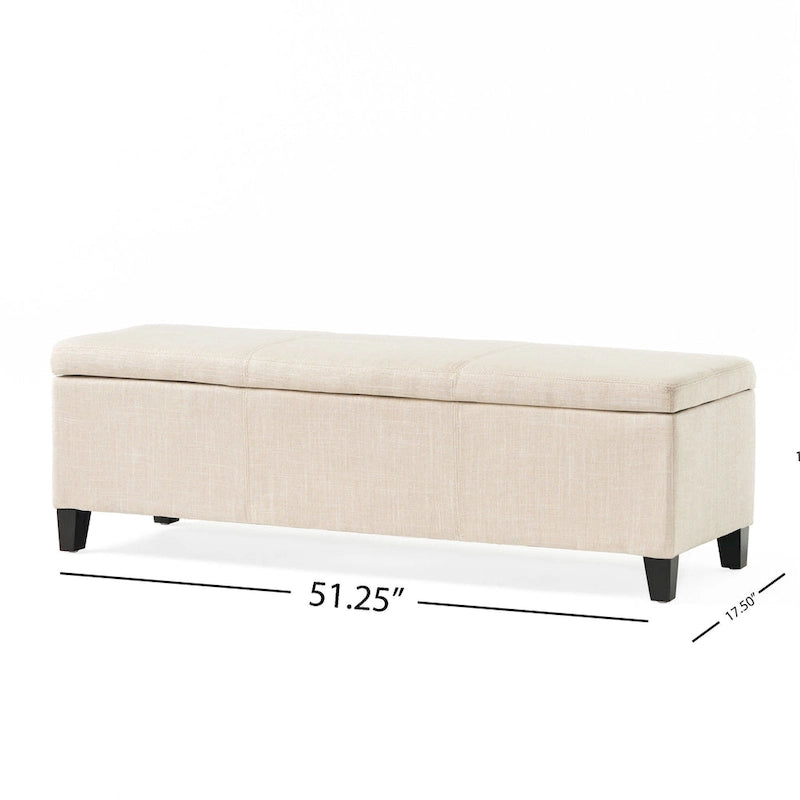 Beige Faux Leather Storage Ottoman Bench - 51"