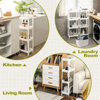 Gymax 2PCS 4 Tier Slim Storage Cart Detachable Kitchen Organizer