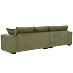 111-Inch Large Corduroy L Shape Sectional Sofa with Built-in Cup Holders & Charging Ports
