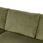 111-Inch Large Corduroy L Shape Sectional Sofa with Built-in Cup Holders & Charging Ports