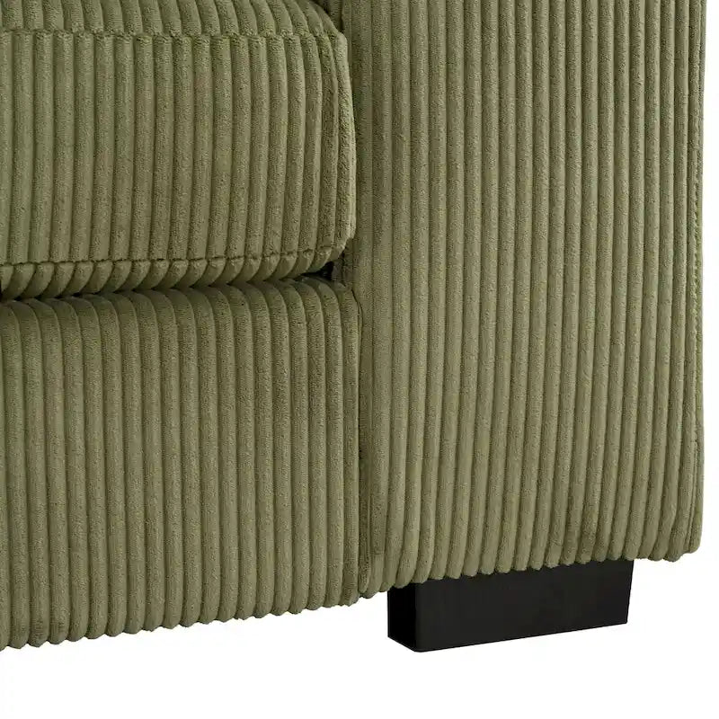 111-Inch Large Corduroy L Shape Sectional Sofa with Built-in Cup Holders & Charging Ports