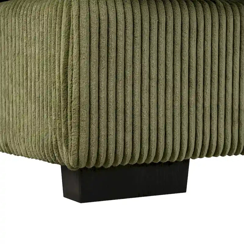 111-Inch Large Corduroy L Shape Sectional Sofa with Built-in Cup Holders & Charging Ports