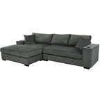 111-Inch Large Corduroy L Shape Sectional Sofa with Built-in Cup Holders & Charging Ports