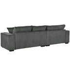 111-Inch Large Corduroy L Shape Sectional Sofa with Built-in Cup Holders & Charging Ports