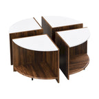 Industrial Round Coffee Table Double Layer Coffee Table with Storage Space, for Living Room Garden, White