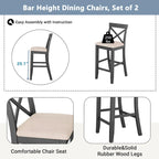 3-Piece Dining Table and Chair Set, Small Counter Height Table and Chair Set with Kitchen Breakfast Nook and 2 Chairs