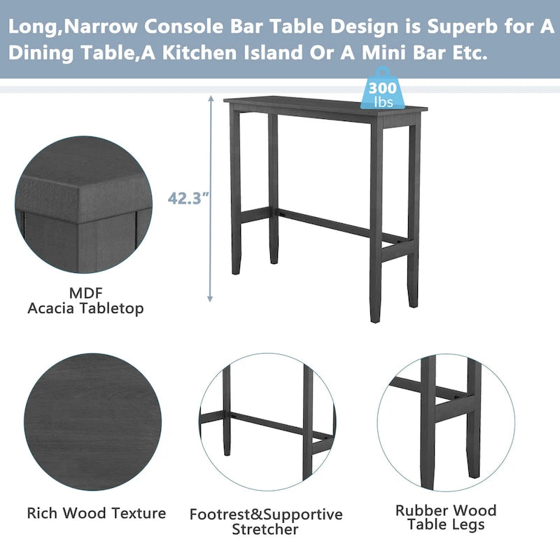 3-Piece Dining Table and Chair Set, Small Counter Height Table and Chair Set with Kitchen Breakfast Nook and 2 Chairs