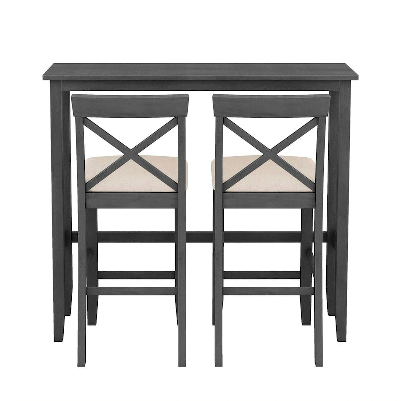 3-Piece Dining Table and Chair Set, Small Counter Height Table and Chair Set with Kitchen Breakfast Nook and 2 Chairs
