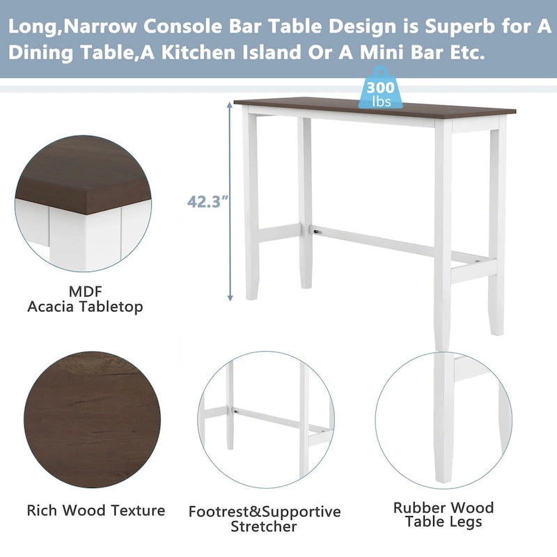 3-Piece Dining Table and Chair Set, Small Counter Height Table and Chair Set with Kitchen Breakfast Nook and 2 Chairs