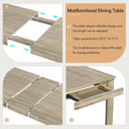 7 Piece Wooden Furniture Set, Extendable Kitchen Table Set with Leaf and 2 Drawers, 6 Upholstered Dining Chairs