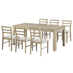 7 Piece Wooden Furniture Set, Extendable Kitchen Table Set with Leaf and 2 Drawers, 6 Upholstered Dining Chairs