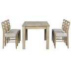 7 Piece Wooden Furniture Set, Extendable Kitchen Table Set with Leaf and 2 Drawers, 6 Upholstered Dining Chairs
