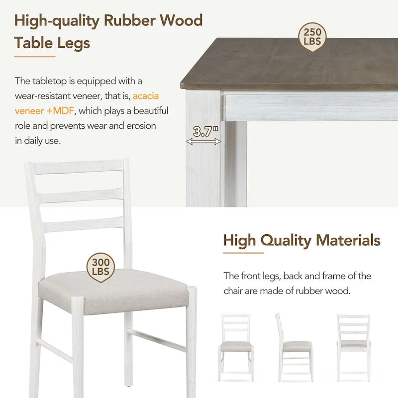 7 Piece Wooden Furniture Set, Extendable Kitchen Table Set with Leaf and 2 Drawers, 6 Upholstered Dining Chairs