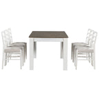 7 Piece Wooden Furniture Set, Extendable Kitchen Table Set with Leaf and 2 Drawers, 6 Upholstered Dining Chairs