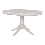 5 Piece Round Dining Table Set, Solid Wood Kitchen Table and Chair Set with Extendable Table and 4 Upholstered Chairs