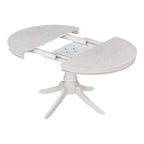 5 Piece Round Dining Table Set, Solid Wood Kitchen Table and Chair Set with Extendable Table and 4 Upholstered Chairs