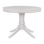 5 Piece Round Dining Table Set, Solid Wood Kitchen Table and Chair Set with Extendable Table and 4 Upholstered Chairs