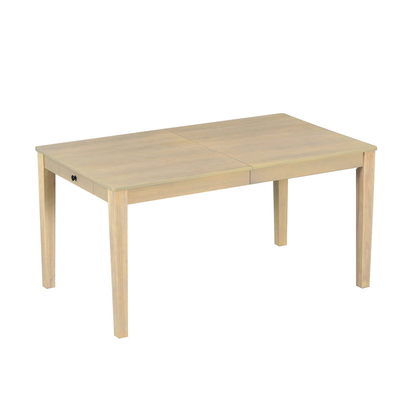 7 Pcs Dining Table Set, Solid Wood Table and Chairs Set with Extendable Dining Table, 2 Drawers and 6 Upholstered Chairs