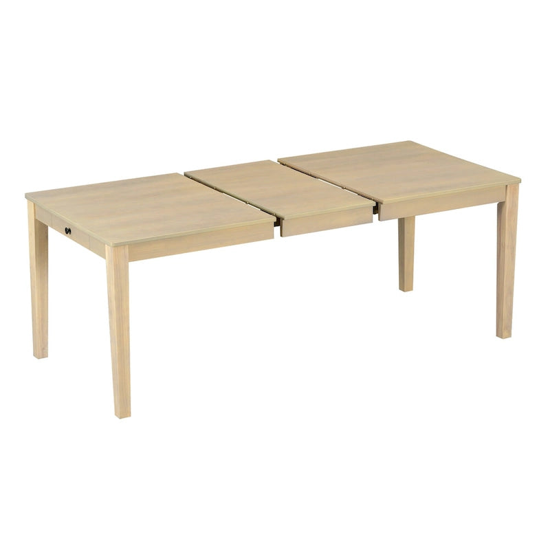 7 Pcs Dining Table Set, Solid Wood Table and Chairs Set with Extendable Dining Table, 2 Drawers and 6 Upholstered Chairs
