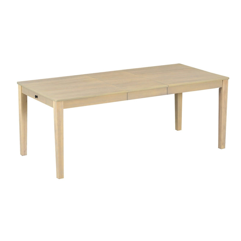 7 Pcs Dining Table Set, Solid Wood Table and Chairs Set with Extendable Dining Table, 2 Drawers and 6 Upholstered Chairs