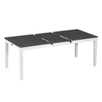 7 Pcs Dining Table Set, Solid Wood Table and Chairs Set with Extendable Dining Table, 2 Drawers and 6 Upholstered Chairs