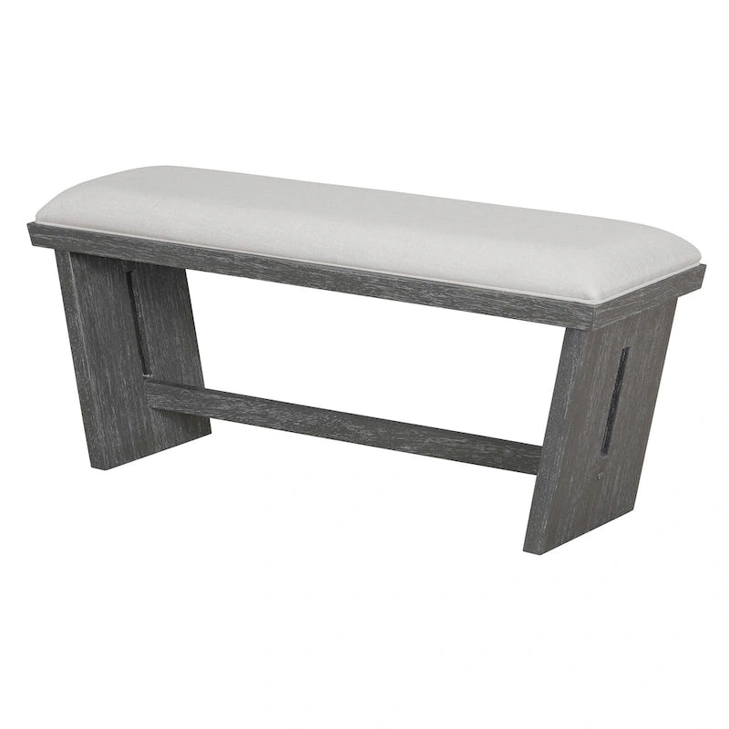 Set da pranzo di 6 pezzi, set tavolo da pranzo e sedie da cucina in legno con tavolo rettangolare, 4 sedie imbottite e 1 panca