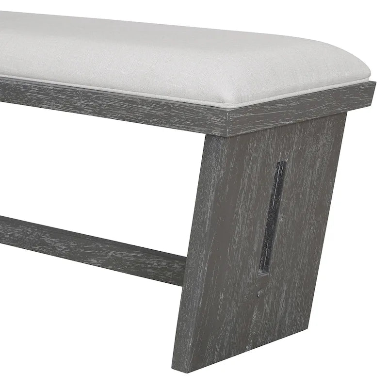 Set da pranzo di 6 pezzi, set tavolo da pranzo e sedie da cucina in legno con tavolo rettangolare, 4 sedie imbottite e 1 panca