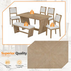 Set da pranzo di 6 pezzi, set tavolo da pranzo e sedie da cucina in legno con tavolo rettangolare, 4 sedie imbottite e 1 panca