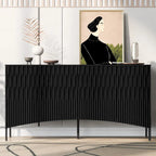 Buffet Cabinet with 4 Curved Bottom Doors, Sideboard Cabinet with Metal Legs, Console Table with Adjustable Shelf