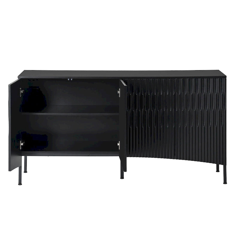 Buffet Cabinet with 4 Curved Bottom Doors, Sideboard Cabinet with Metal Legs, Console Table with Adjustable Shelf