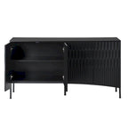 Buffet Cabinet with 4 Curved Bottom Doors, Sideboard Cabinet with Metal Legs, Console Table with Adjustable Shelf