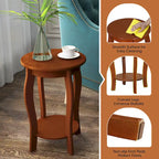 Gymax 2-Tier Round End Table Set of 2 Narrow Sofa Side Nightstand w/
