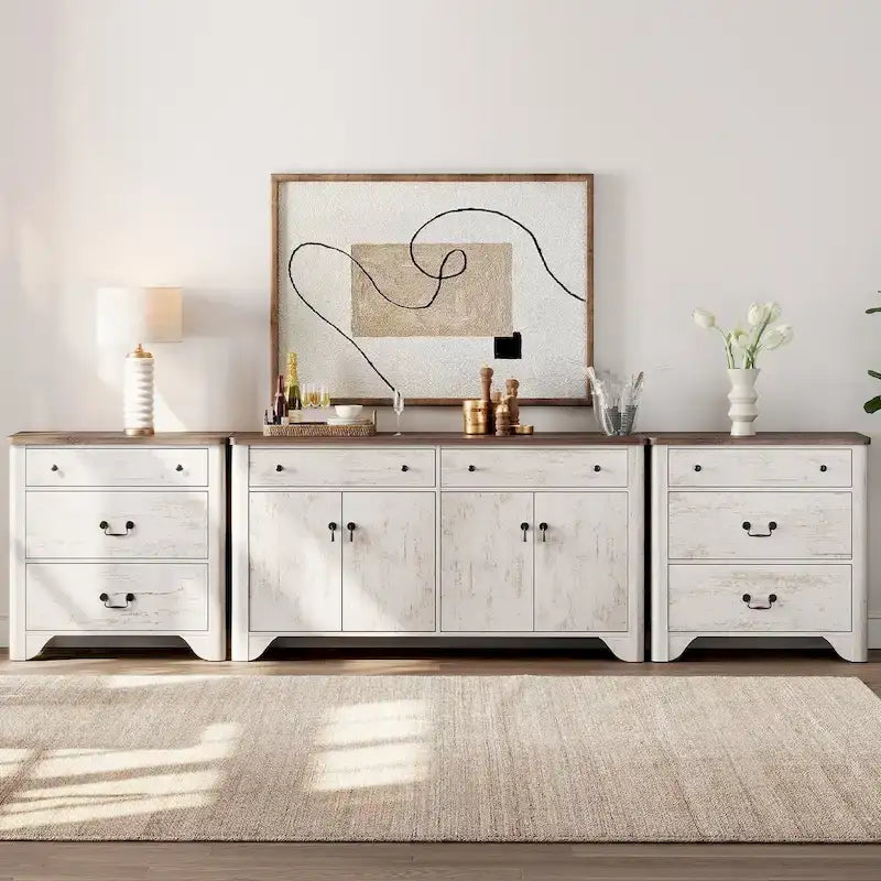 WAMPAT 122 W Grande Credenza da Fattoria, Mobile Credenza da Buffet con Ante e Ripiano Regolabile