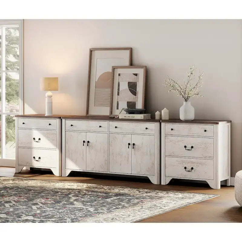 WAMPAT 122 W Grande Credenza da Fattoria, Mobile Credenza da Buffet con Ante e Ripiano Regolabile