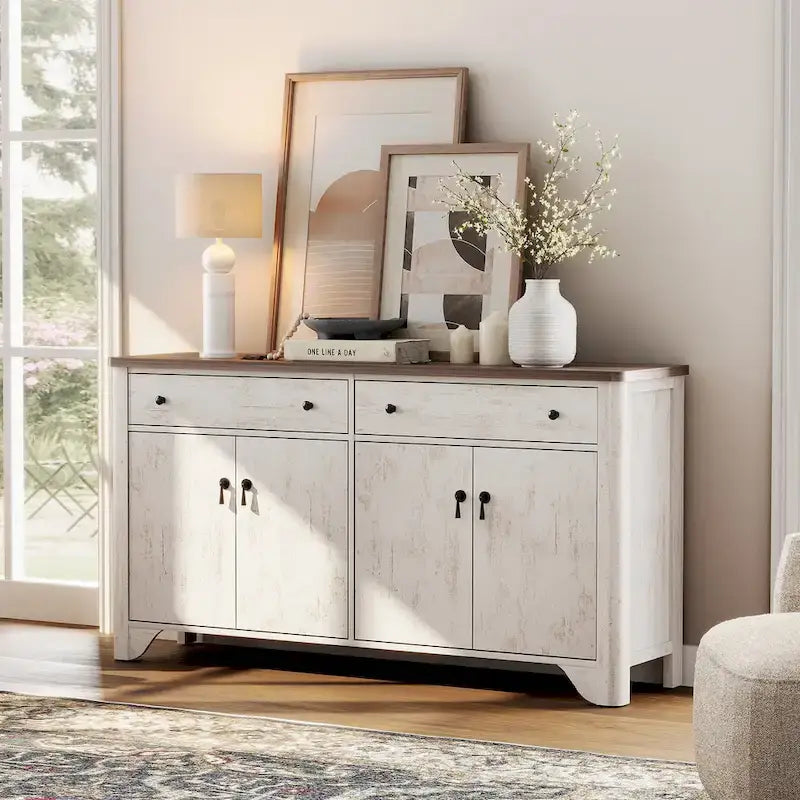 WAMPAT 122 W Grande Credenza da Fattoria, Mobile Credenza da Buffet con Ante e Ripiano Regolabile
