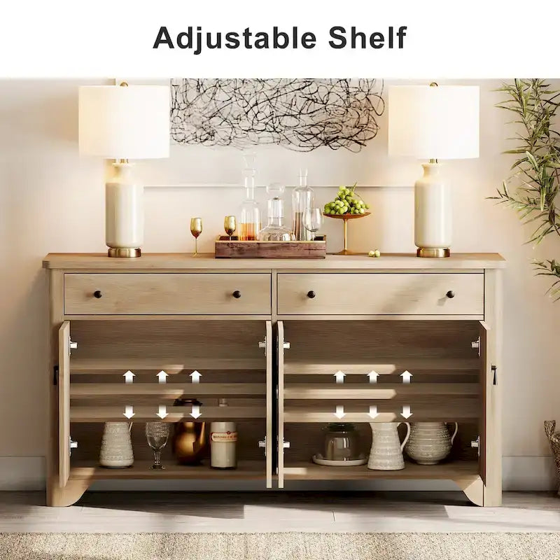 WAMPAT 122 W Grande Credenza da Fattoria, Mobile Credenza da Buffet con Ante e Ripiano Regolabile