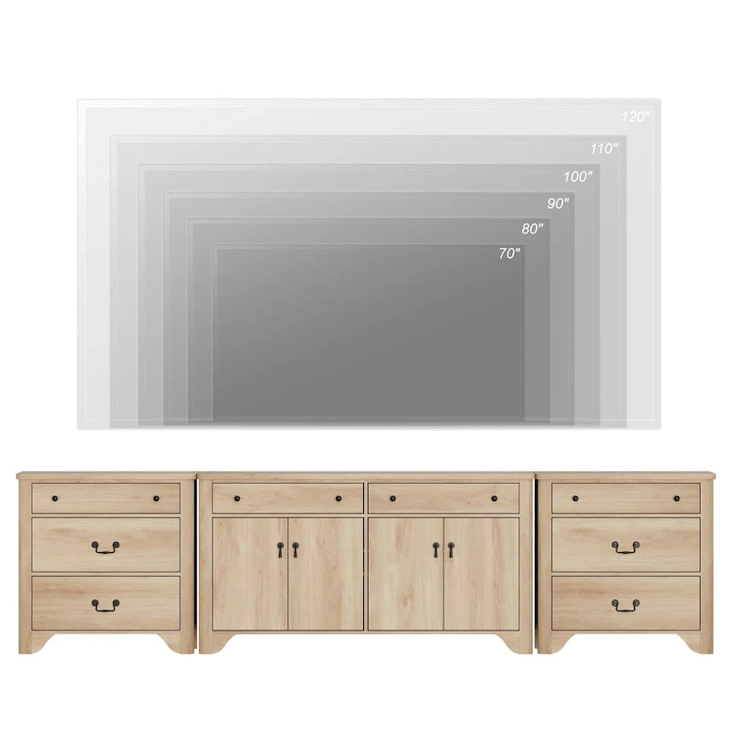 WAMPAT 122 W Grande Credenza da Fattoria, Mobile Credenza da Buffet con Ante e Ripiano Regolabile