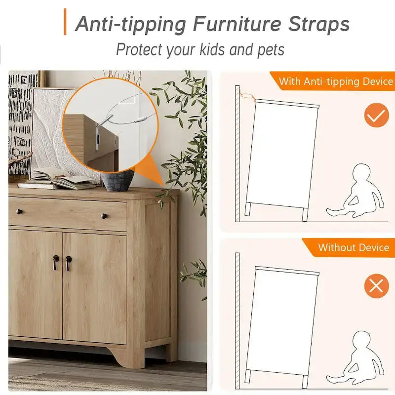 WAMPAT 122 W Grande Credenza da Fattoria, Mobile Credenza da Buffet con Ante e Ripiano Regolabile