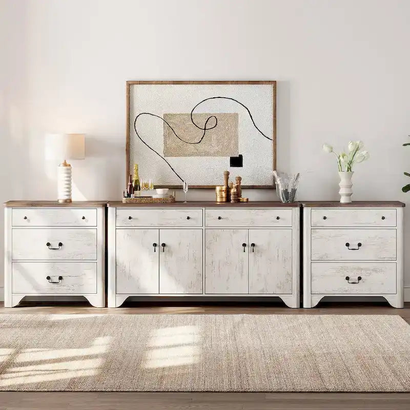 WAMPAT 122 W Grande Credenza da Fattoria, Mobile Credenza da Buffet con Ante e Ripiano Regolabile