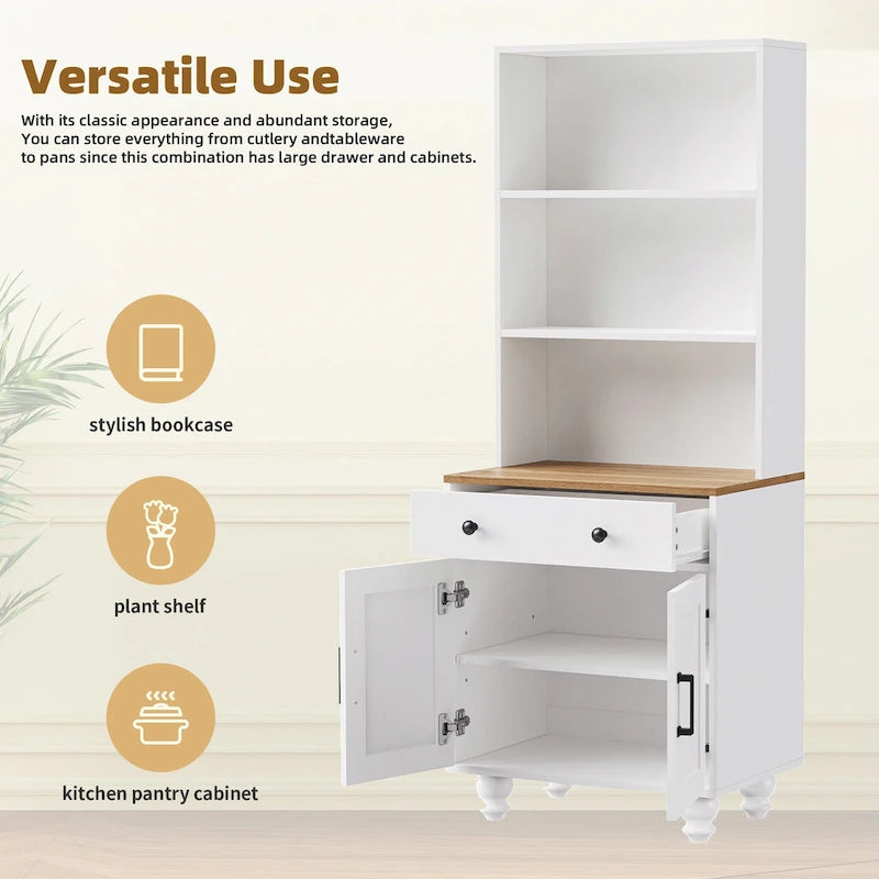 TV Stand with Bookshelves & Tempered Glass Doors, Entertainment Center with Adjustable Shelves for TVs up to 70