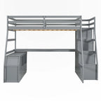 Full Size Loft Bed with Drawers and Desk