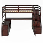 Full Size Loft Bed with Drawers and Desk