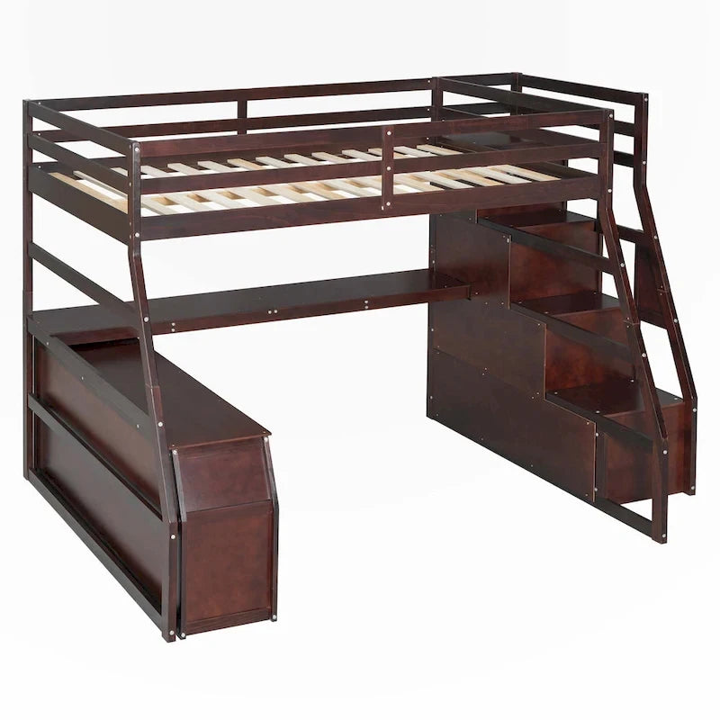 Full Size Loft Bed with Drawers and Desk