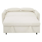 Roomfitters Pull-Out Sofa Bed Convertible 2-Seat Loveseat with Throw Pillows and USB Ports, Modern Sleeper Sofa, Beige