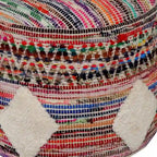 18 Inch Rainbow Cylinder Pouf Ottoman Geometric Design for Living Room